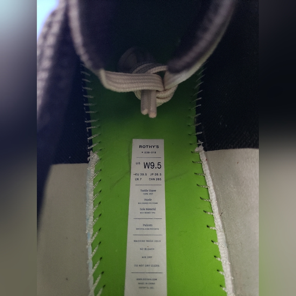 Rothy's Women The Lace Up Black Sneakers Size 9.5W - Picture 8 of 8